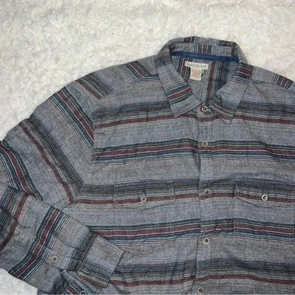 Carbon 2 Cobalt Mens Large Striped Button Down Shirt / Flannel - Picture 1 of 5
